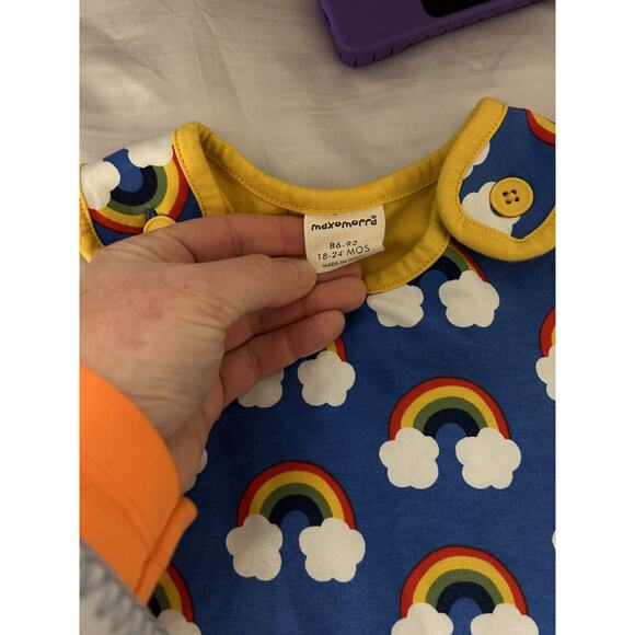 Maxomorra Blue Rainbow Romper 18-24m - Picture 4 of 4